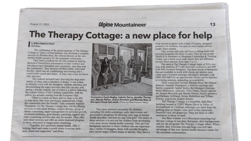 A news article about MCT opening up the "Therapy Cottage"